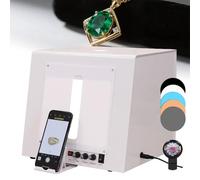 Mini Photo Studio Light Box, Jewelry Shooting Tent Softbox With 4 Dimmable Fill Light&Adjustable Speed Turntable&360° Hanging Rotating Rack, Support Black/White Background Switching TB20