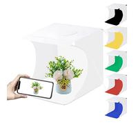 Mini Photo Studio Light Box PULUZ 7.87in/20cm Foldable Photography Lighting Shooting Tent Kit with 2x20 LED Beads,6 Colors Backdrops for Small Size Items