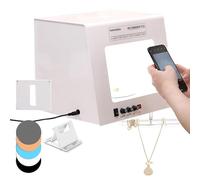 Mini Photo Studio Lightbox with Adjustable Turntable, 20000 Lux Brightness, 3000K-5500K Color Temperature, Dimmable Softbox for Jewelry Photography, Flicker-Free