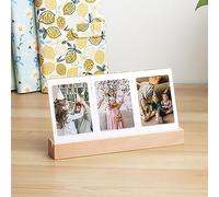 Mini Picture Frame, Light Up Clear Acrylic Desk Photo Frame, 3 Inches 3 Openings Photo Display Stand for Polaroid Instant Photo, Gift for Friends