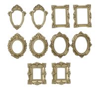 Mini Picture Frames, Mini Gold Frames 10Pcs 5 Style Vintage Picture DIY Friendly Decorative Resin Photo Holder for Wall, Tabletop, Shelf, Tiered Tray, Decorative