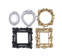 Mini Picture Frames, With Artistic Vintage Design, 5pcs, Tiny Frames, Doll-house Miniatures Décor, Warm Ambiance Creation, For Diy Jewelry Display Photography Party Hotel Home