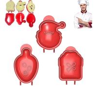 Mini Pie Maker for Christmas Party Baking Supplies,Christmas Dough Presser Pocket Pie Molds,Xmas Hand Pies Wrapper Dough Stamp Cutter Fits All Kinds of Festivals and Parties (Red-3pcs)