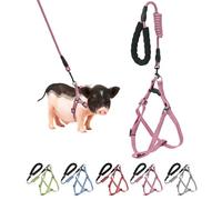 Mini Pig Harness, Adjustable Small Pig Harness with Leash Infinity Style Lead and Soft Foam Handle for Small to Medium Pet Pigs Walking Training Jogging (Pink, L)