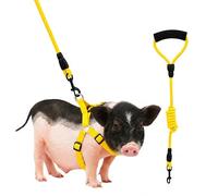 Mini Pig Harness, Adjustable Small Pig Harness with Leash Infinity Style Lead and Soft Foam Handle for Small to Medium Pet Pigs Walking Training Jogging (Yellow, S)