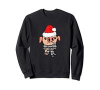Mini Pig Teacup Christmas Piggy in Santa Hat Plaid Bow Sweatshirt