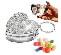 Mini Pill Box - Portable Medication Box, First Aid Boxes, Elegant Heart Design, for Morning Routine Bedtime Doses Work Schedule Family Care Travel Business Fitness Seniors Patients Caregivers