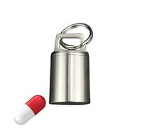 Mini Pill Fob Necklace, Titanium Waterproof Keychain Pill Holder Container, Portable Travel Pill Case EDC Pill Carrier Pendant, Discreet Outdoor Camping Daily Pill Box, BPA Free