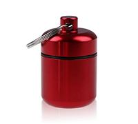 Mini Pills Box Aluminum Alloy Keychain Bottle Backpacking Personal Tablets Adults Kids Elderly Waterproof Sealed Container Red