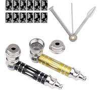 Mini Pipe Creative Detachable Metal Small Pipe, 2 Pack Portable Pocket Smoking Pipes with 50Pcs Stainless Steel Screen Filters & Pipe Scraper Cleaner Set