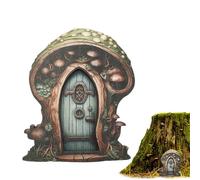 Mini pixieGarden Door - Small Wooden Door Ornament Garden Tree Trunk | Decorative Outdoor Miniature Home Accessories, Magic Fairy House Decoration Lawn, Kids Playing, Whimsical Country
