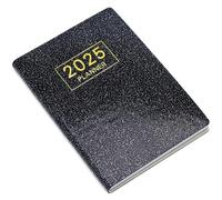 Mini Planner, 120 Pages A7 Pocket Calendar 2025, Weekly & Monthly Pocket Planner with Starlight Black Leather Cover for Time Management