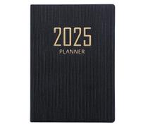 Mini Planner 2025, 120 Pages A7 Calendar Book, Smooth Writing Small Notebook with PU Cover, Portable Pocket Notebook for Stationery Office School Supplies (Black)