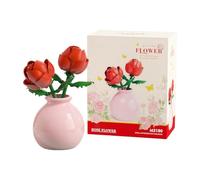 Mini plant model kit - a stress-relieving assembly for adults, a decorative home accessory, and a creative gift for children, girls, and women for Christmas, Valentine's Day, and birthdays (rose)