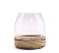 Mini Plant Terrarium on Natural Tung Wood - Versatile Décor for Home, Desk, and Tabletop - Perfect for Mini Gardens, Desktop Aquariums, and Elegant Flower Displays - 10x10cm