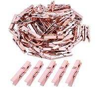 Mini Plastic Clips, 100 Pieces Rose Gold Photo Paper Pegs Clothespins Craft Clips for Hanging Pictures Clothes Paper Arts Crafts, Length : 3.5cm