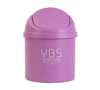 Mini Plastic with Swing Flip Top Lid Accessories Round Waste Paper Trash Can Desktop Kitchen Bathroom Garbage Dustbin Rubbish for Bedroom, Bathroom, or Home (11-Purple, 20x13.5cm)