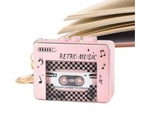 Mini Player Keychain, Small Cassette Music Accessory, Portable Musical Keychain with 10 Songs, Retro Audio Charm with Sturdy Material, Novelty Keyring Vintage Design, Handbag Accessory for Travel