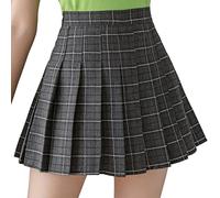 Mini Pleated Skirt Short Skater Women Ladies Traditional New Tartan Check Printed Detachable Waist Belted Flared Pleated Skate Skirt Grey 002 M UK 4 6