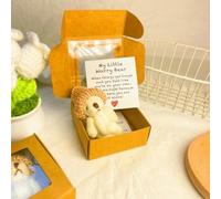 Mini Plush Teddy Bear in Box, Festival Pendants, Little Bear with Inspirational Card, My Little Worry Bears, Soft Handmade Keepsake for Lovers, Pocket Hug Plush with Emotional Support Card (yellow)