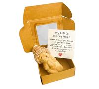 Mini Plush Teddy Bear in Box, Soft Tiny Stuffed Doll, Mini Plush Bear with Inspirational Card, Pocket Bear Hug in a Box for Lovers Birthday Valentine Baby Shower Party (#Brown)