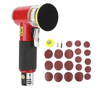 Mini Pneumatic Air Sander Eccentric Grinder, Air Sanding Machine for Automobile Polishing, 16000 RPM Lightweight Aluminum Tool with Hook and Loop Pad for Spot Sanding (2-3 inches Eccentric red +