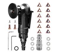 Mini Pneumatic Chamfering Machine, Portable Handheld 45 Degree Arc Air Beveling Machine with Replace Blades for Metal Trimming Chamfer Deburring (6 R Inserts + 6 C Inserts + 6 Bearing)