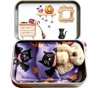Mini Pocket Bear Plush,Halloween Bear in a Box for Trick or Treat | Portable Iron Tin,Handmade Pocket Little Bear Plush Toy,Emotional Support Inspirational Gifts Desk Accessories for Friends