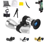 Mini Pocket Binoculars (1000x20): Pocket-Large + Smartphone Clip - Perfect for Outdoor Explorations, Corner Metal Telescope, Waterproof High Powered Easy Focus Binocular (Silver, High-end version)