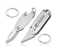 Mini Pocket Box Opener,2Pcs Small Multitool Box Cutter,Titanium Boxs Tool,Portable Keychain Utility Bottle Opener,EDC Gadgets,Little Cutting Tool for Camping,DIY,Hiking,Fishing,Gift for Women,Men
