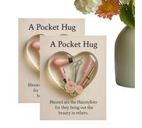 Mini Pocket Christmas Hug Card, 2 Pack A pocket hugs For Hairstylists, 2D Heart-Shaped Creative Hairdresser Decorations For Men Barber Hair Stylist Graduation Birthday Retirement Party Holiday