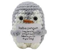 Mini Pocket Hug Penguin Doll with Positive Card - Cute Knitted Penguin Wool Plush Gift for Adults & Kids - Emotional Crochet Toy for Encouragement, Stress Relief, Birthday, Halloween, Christmas