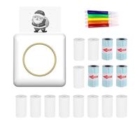 Mini Pocket Photo Printer Portable Thermal Printing Machine 203DPI Wireless BT Connection for Picture Lable DIY Handcraft List Meno Notes Journal Receipt Paper Instant Printer Sticker with 11 Rolls