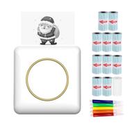 Mini Pocket Photo Printer Portable Thermal Printing Machine 203DPI Wireless BT Connection for Picture Lable DIY Handcraft List Meno Notes Journal Receipt Paper Instant Printer Sticker with 5pcs Color