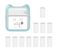 Mini Pocket Photo Printer Portable Thermal Printing Machine 203dpi Wireless BT Connection for Picture Lable DIY Handcraft List Meno Notes Journal Receipt Paper Instant Printer Sticker with 11 Rolls