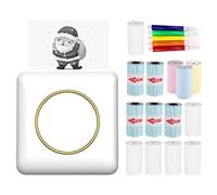 Mini Pocket Photo Printer Portable Thermal Printing Machine 203DPI Wireless BT Connection for Picture Lable DIY Handcraft List Meno Notes Journal Receipt Paper Instant Sticker with 5 Color Pen
