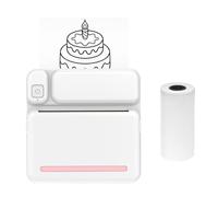 Mini Pocket Photo Printer Portable Thermal Printing Machine Wireless BT Connection for Picture Lable DIY Handcraft List Meno Notes Journal Receipt Paper Instant Printer Sticker with 1 Roll Thermal