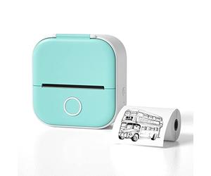 Mini Pocket Printer, 2023 New Portable Instantly Sticker Printer, Fast Printing Portable Sticker Printer, Premium Pocket Thermal Printer for Study and DIY Scrapbook (Color : Green2(with paper))