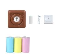 Mini Pocket Printer Bluetooth Thermal Photo Lable Printer (Color : Brown 3Color 1Case)