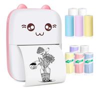 Mini Pocket Printer, Gifts for kids, Portable Thermal Printer for Pictures/Retro-Style Photos/Receipts/Notes/Lists/Label/ Memo/QR Codes, Bluetooth Wireless Smart Printer with Android or iOS APP (PINK)