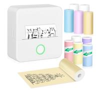 Mini Pocket Printer, Inkless Sticker Printer with 10 Rolls Printing Paper for Android or iOS APP, Portable Bluetooth Printer Gift for Girls and Boys, Thermal Printer for Photo Journal Notes Memo