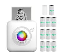 Mini Pocket Printer Portable 58mm Thermal Printer Machine Wireless BT Connection for Picture Label DIY Handcraft List Memo Notes Journal Receipt Paper Instant Sticker with 1 Roll Thermal Paper&10