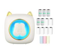 Mini Pocket Printer Portable Thermal Printer Wireless BT Connection 203DPI for Picture Label DIY Handcraft List Meno Notes Journal Receipt Paper Instant Sticker with 6 Roll Thermal Paper + 5 Adhesive