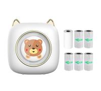 Mini Pocket Printer Portable Thermal Printer Wireless BT Connection 203DPI for Picture Label DIY Handcraft List Meno Notes Journal Receipt Paper Instant Sticker with 1 Roll Thermal Paper and 5