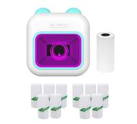 Mini Pocket Thermal Instant Photo Printer 7-Color LED Light Label Maker Machine BT Wireless Connect Compatible with Android or iOS APP Support Receipt Label Memo Sticker Notes Lists Scrapbook DIY