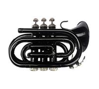 mini pocket trumpet Western Brass Wind Instrument Children's Black/Blue Pocket Trumpet Adult Color Palm Horn B-flat Pocket Trumpet (Color : 01)
