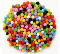 Mini Pom Poms for Crafting - 500 Small Coloured Pompoms, 10mm in Mixed Colours for Kids Art Projects, DIY Decorations & Classroom Crafts