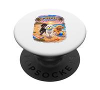 Mini Poodles Beach Funny Summer Pup Lover Tropical Sunset PopSockets Adhesive PopGrip