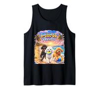 Mini Poodles Beach Funny Summer Pup Lover Tropical Sunset Tank Top