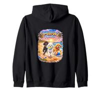 Mini Poodles Beach Funny Summer Pup Lover Tropical Sunset Zip Hoodie